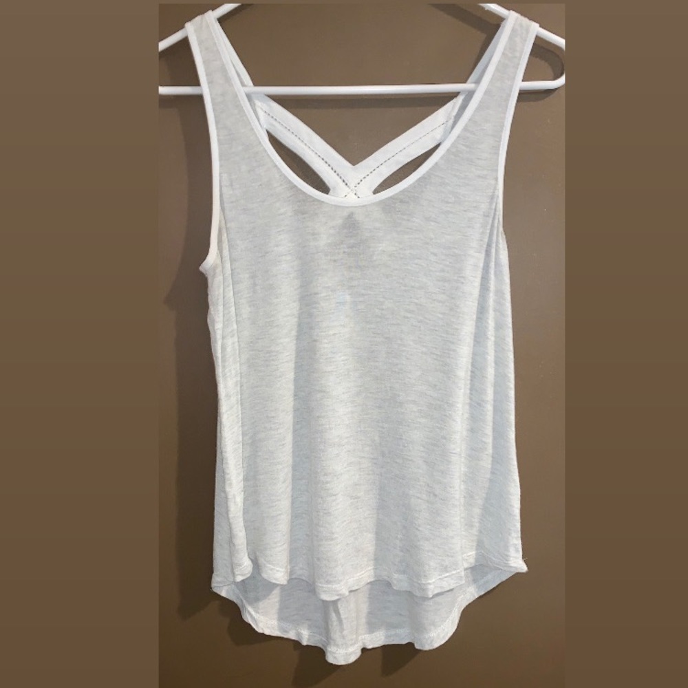 Naked Zebra criss cross back beige tank top size S